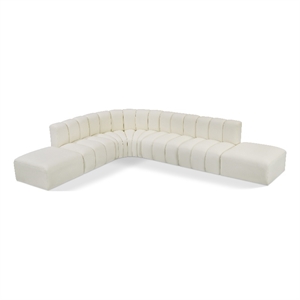 Bowery Hill Contemporary Cream Vegan Leather Modular Sectional