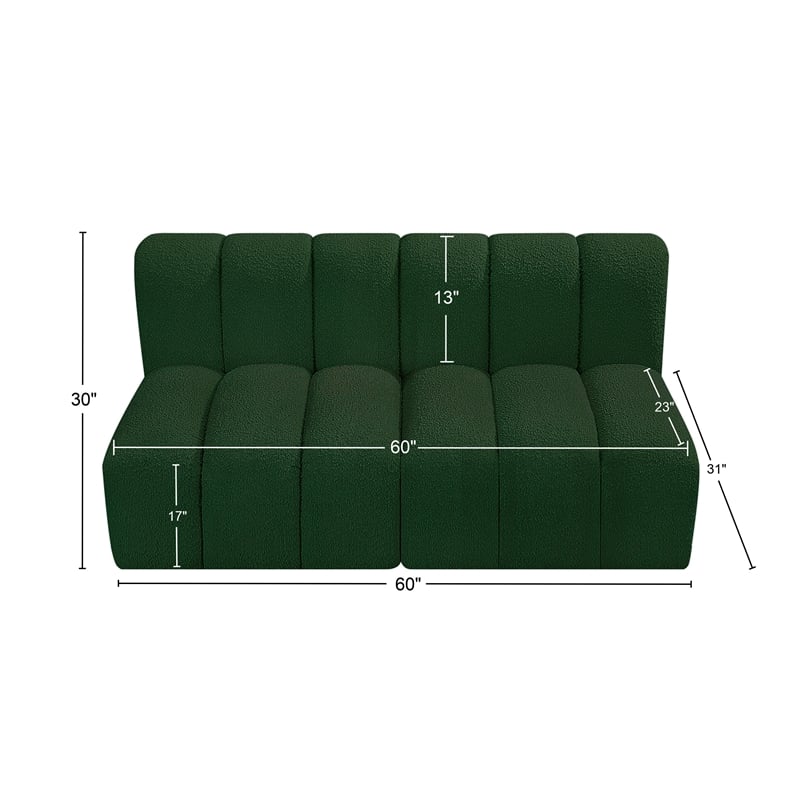 Bowery Hill Contemporary Green Boucle Fabric Modular Sectional