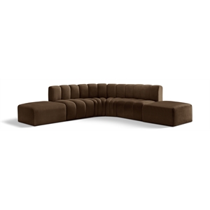 Bowery Hill Contemporary Soft Brown Velvet Modular Sectional