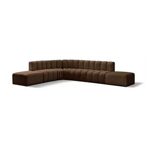 Bowery Hill Contemporary Soft Brown Velvet Modular Sectional