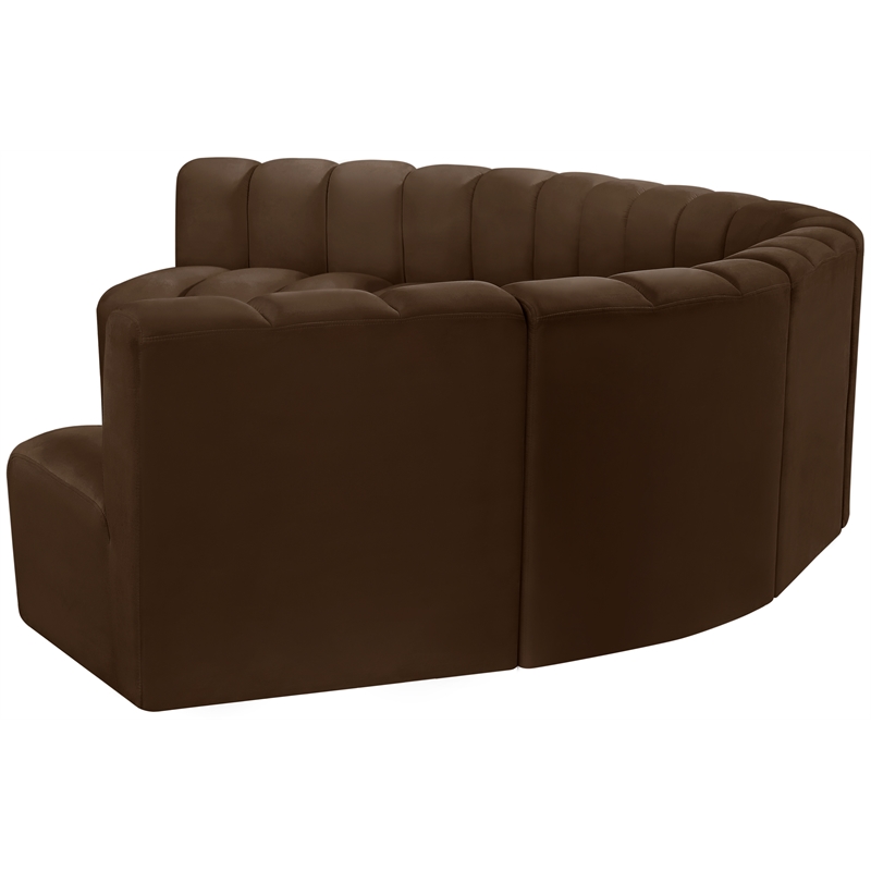 Bowery Hill Contemporary Soft Brown Velvet Modular Sectional