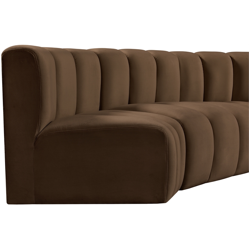 Bowery Hill Contemporary Soft Brown Velvet Modular Sectional