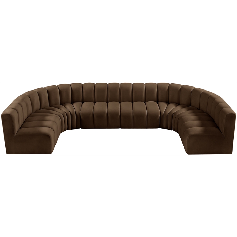 Bowery Hill Contemporary Soft Brown Velvet Modular Sectional