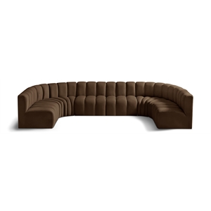Bowery Hill Contemporary Soft Brown Velvet Modular Sectional