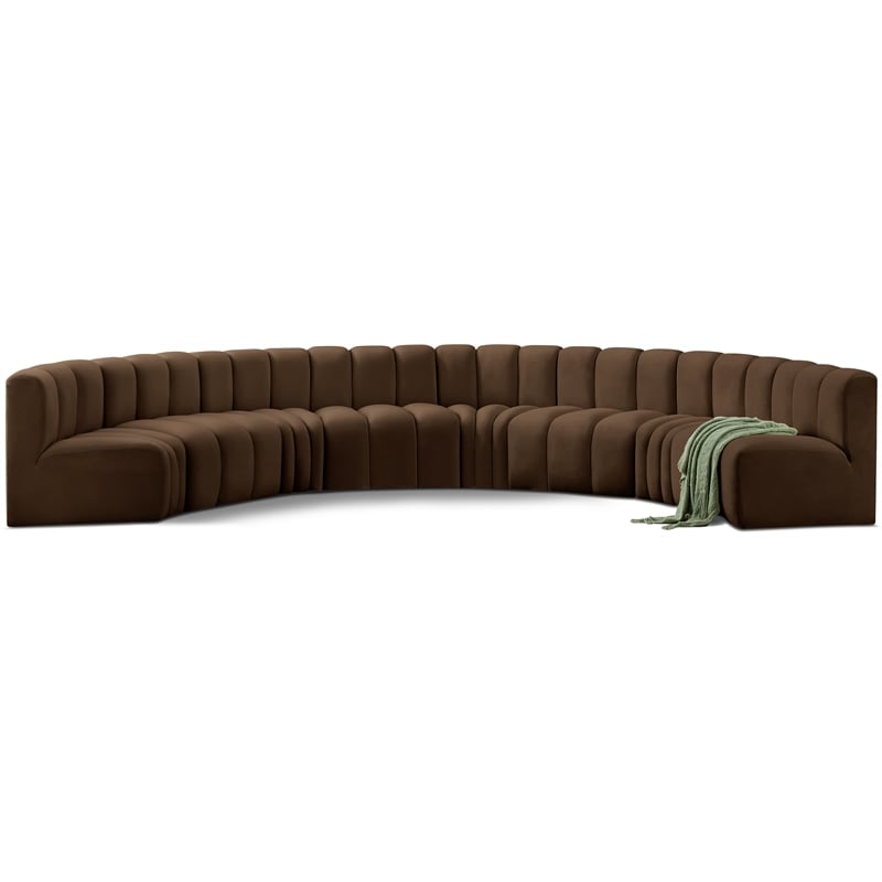 Bowery Hill Contemporary Soft Brown Velvet Modular Sectional