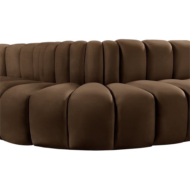 Bowery Hill Contemporary Soft Brown Velvet Modular Sectional