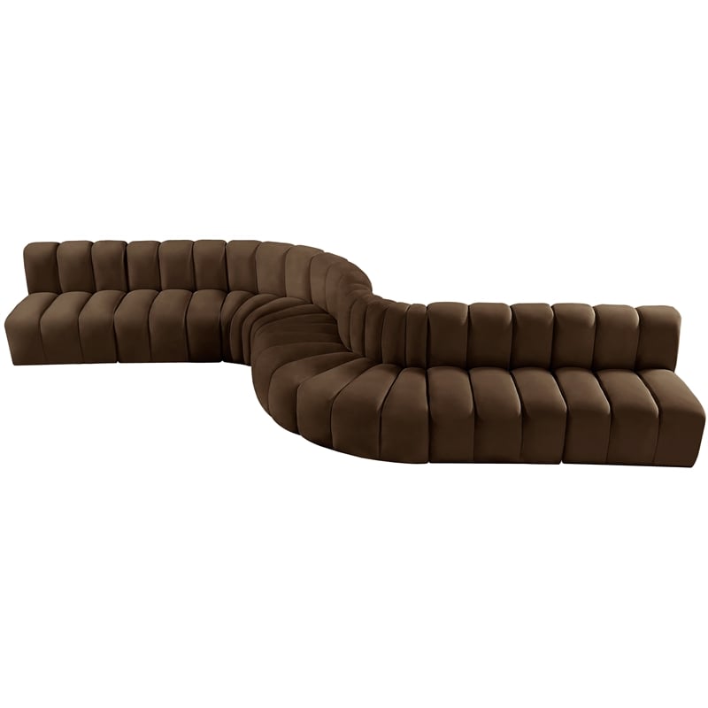 Bowery Hill Contemporary Soft Brown Velvet Modular Sectional