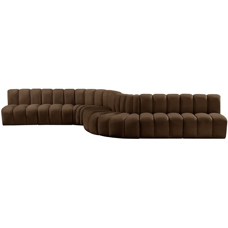Bowery Hill Contemporary Soft Brown Velvet Modular Sectional