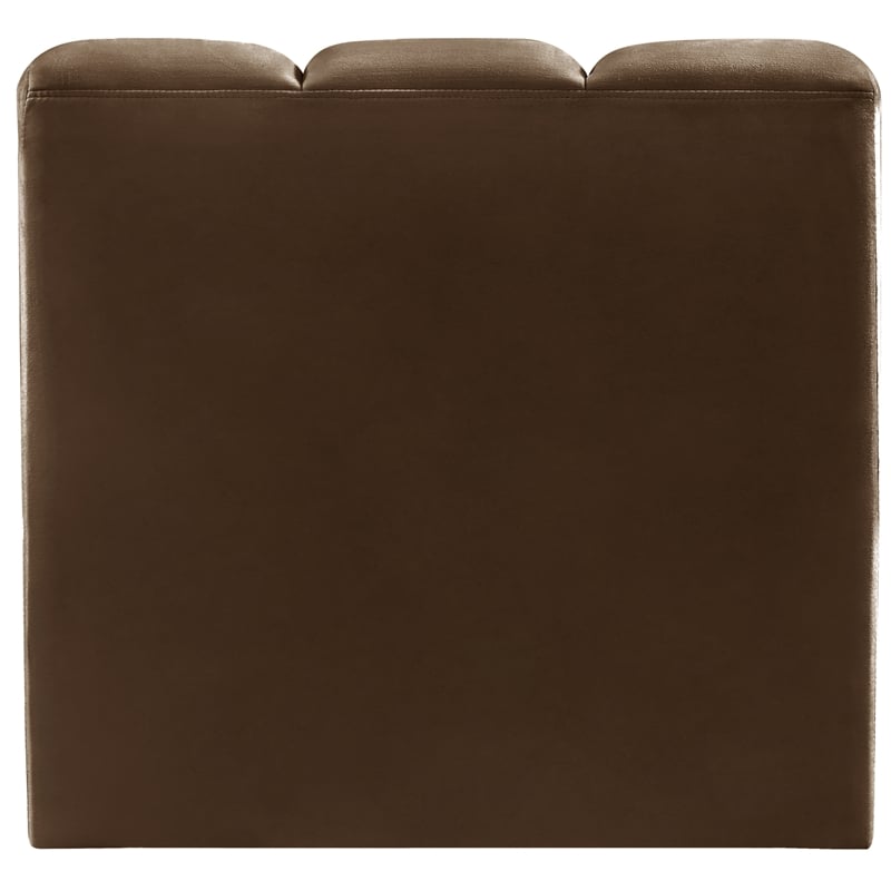 Bowery Hill Contemporary Deep Channel Tufted Soft Brown Velvet Straight Chair