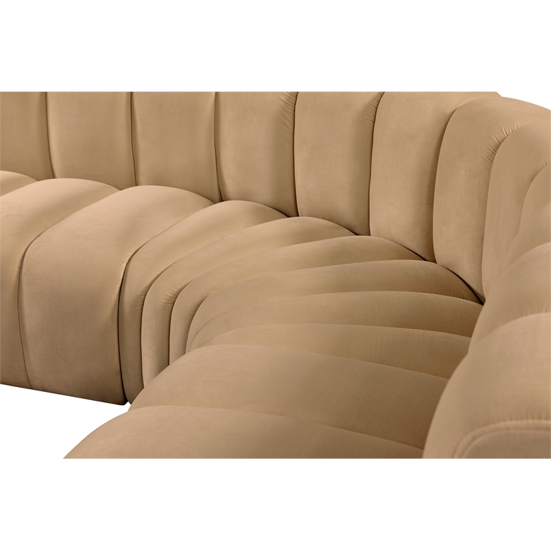 Bowery Hill Contemporary Soft Camel Velvet Modular Sectional