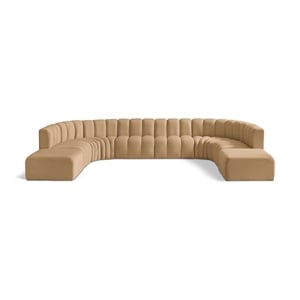 Bowery Hill Contemporary Soft Camel Velvet Modular Sectional