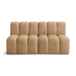 Bowery Hill Contemporary Soft Camel Velvet Modular Sectional