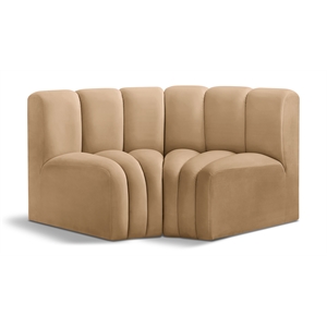 Bowery Hill Contemporary Soft Camel Velvet Modular Sectional