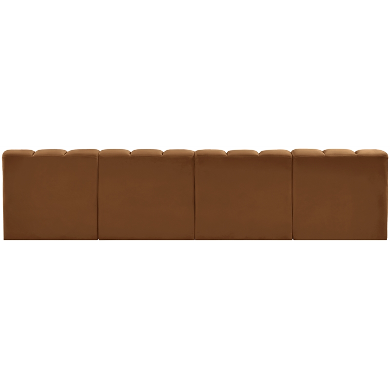 Bowery Hill Contemporary Soft Saddle Velvet Modular Sectional