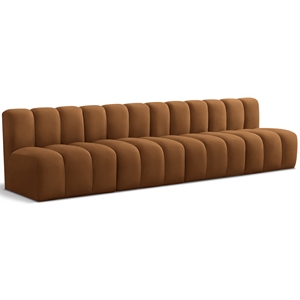 Bowery Hill Contemporary Soft Saddle Velvet Modular Sectional