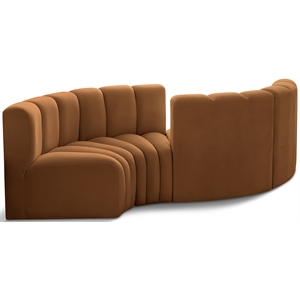 Bowery Hill Contemporary Soft Saddle Velvet Modular Sectional