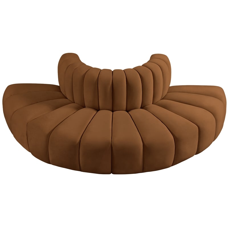 Bowery Hill Contemporary Soft Saddle Velvet Modular Sectional