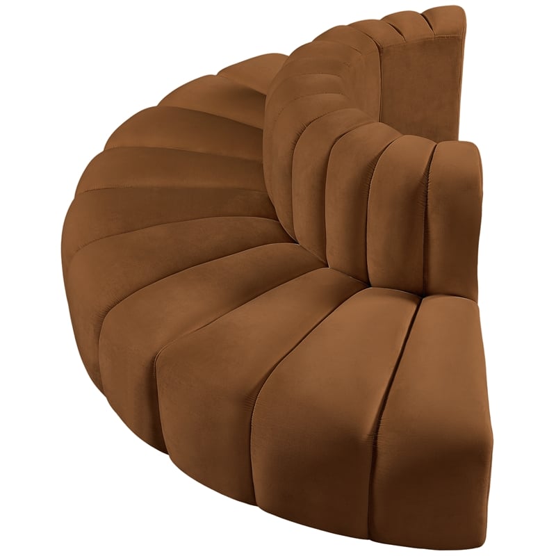 Bowery Hill Contemporary Soft Saddle Velvet Modular Sectional