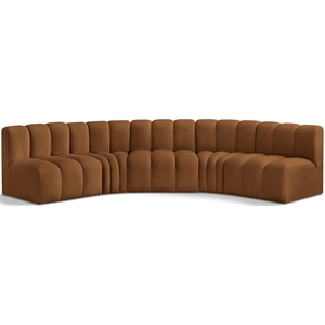 Bowery Hill Contemporary Soft Saddle Velvet Modular Sectional