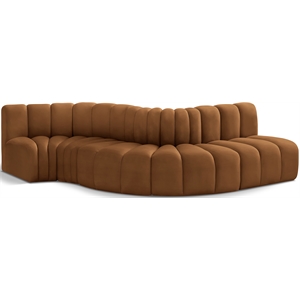 Bowery Hill Contemporary Soft Saddle Velvet Modular Sectional