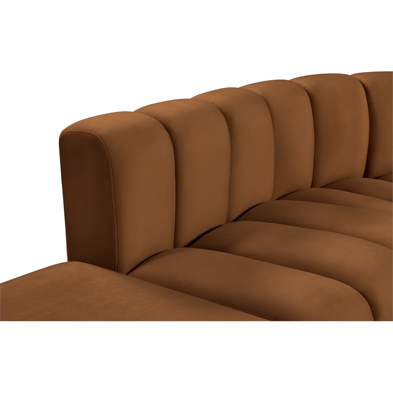 Bowery Hill Contemporary Soft Saddle Velvet Modular Sectional
