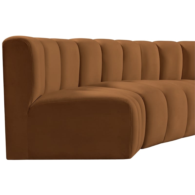 Bowery Hill Contemporary Soft Saddle Velvet Modular Sectional