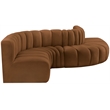 Bowery Hill Contemporary Soft Saddle Velvet Modular Sectional