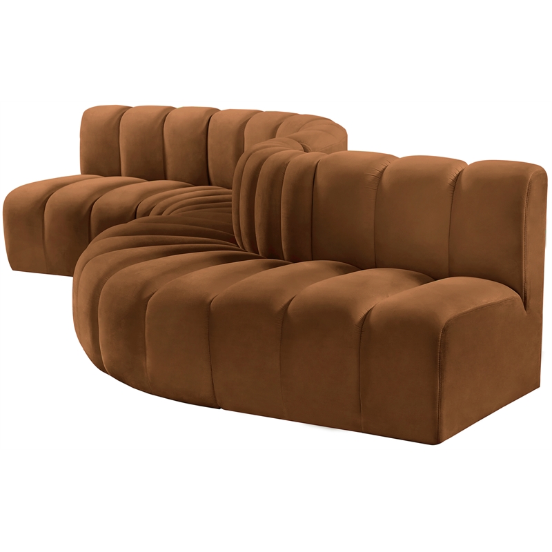 Bowery Hill Contemporary Soft Saddle Velvet Modular Sectional