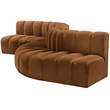 Bowery Hill Contemporary Soft Saddle Velvet Modular Sectional