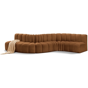 Bowery Hill Contemporary Soft Saddle Velvet Modular Sectional