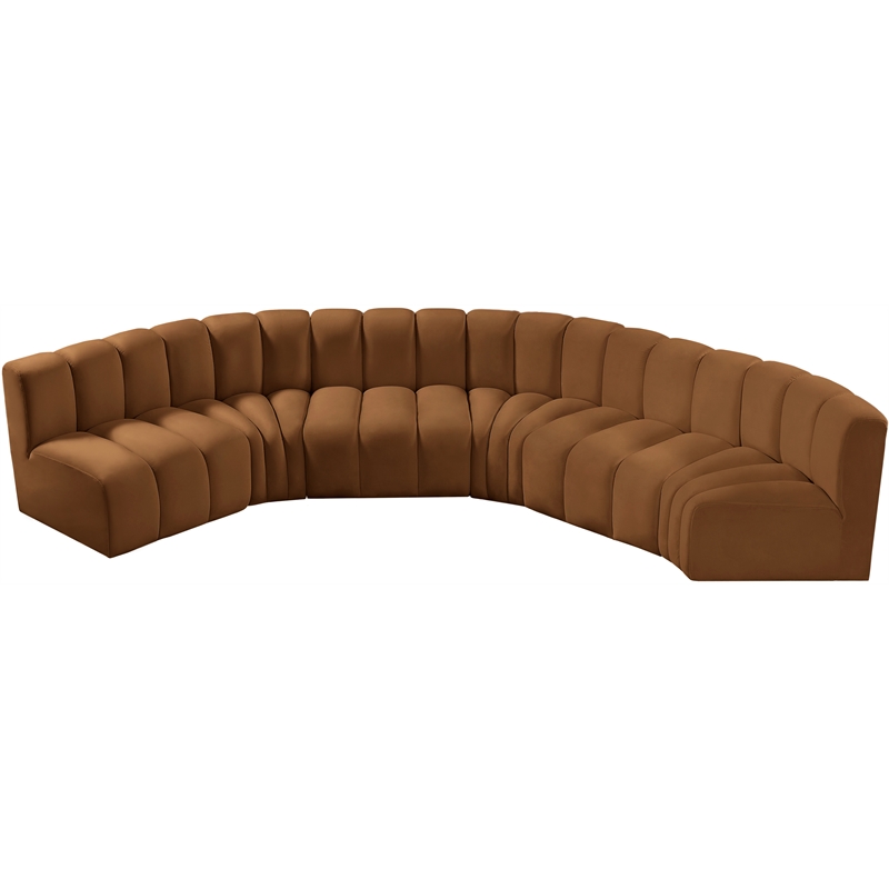 Bowery Hill Contemporary Soft Saddle Velvet Modular Sectional