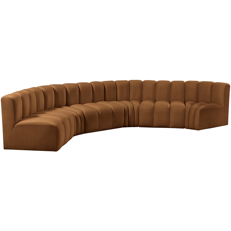 Bowery Hill Contemporary Soft Saddle Velvet Modular Sectional