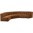 Bowery Hill Contemporary Soft Saddle Velvet Modular Sectional