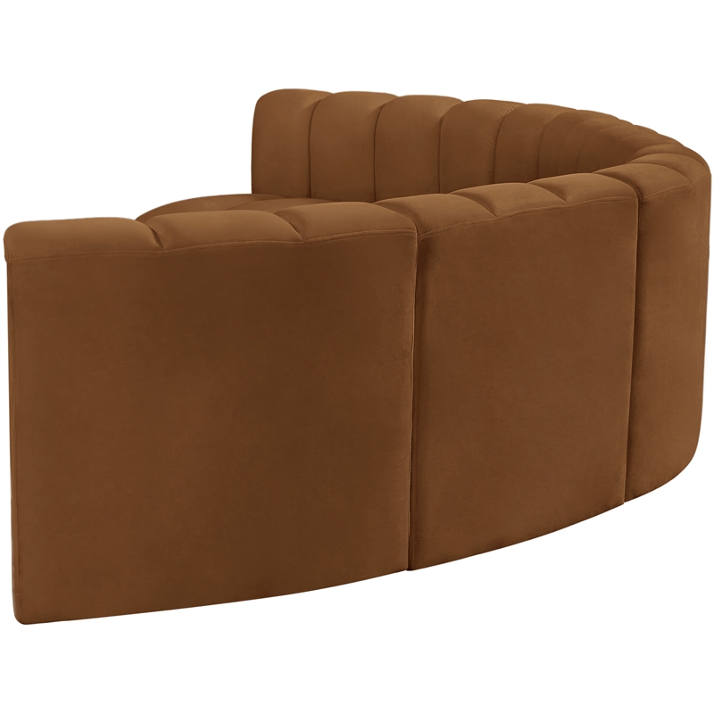 Bowery Hill Contemporary Soft Saddle Velvet Modular Sectional