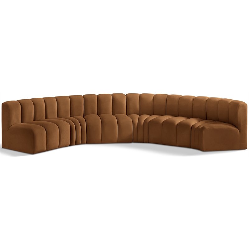 Bowery Hill Contemporary Soft Saddle Velvet Modular Sectional