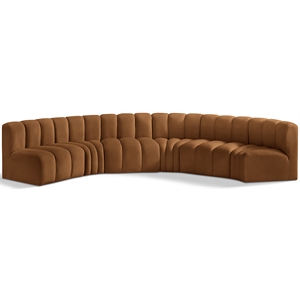 Bowery Hill Contemporary Soft Saddle Velvet Modular Sectional