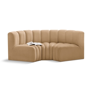 Bowery Hill Contemporary Soft Camel Velvet Modular Sectional