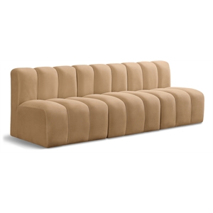 Bowery Hill Contemporary Soft Camel Velvet Modular Sectional