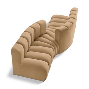 Bowery Hill Contemporary Soft Camel Velvet Modular Sectional
