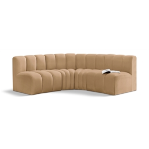 Bowery Hill Contemporary Soft Camel Velvet Modular Sectional