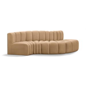 Bowery Hill Contemporary Soft Camel Velvet Modular Sectional