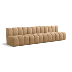 Bowery Hill Contemporary Soft Camel Velvet Modular Sectional