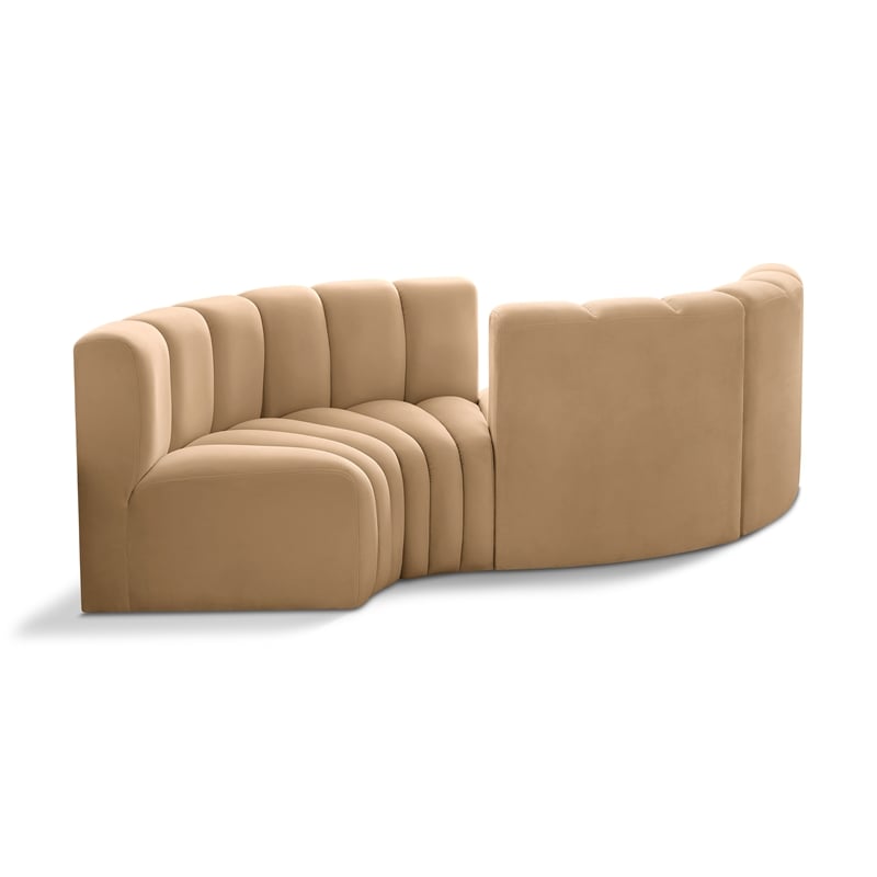Bowery Hill Contemporary Soft Camel Velvet Modular Sectional