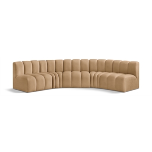 Bowery Hill Contemporary Soft Camel Velvet Modular Sectional