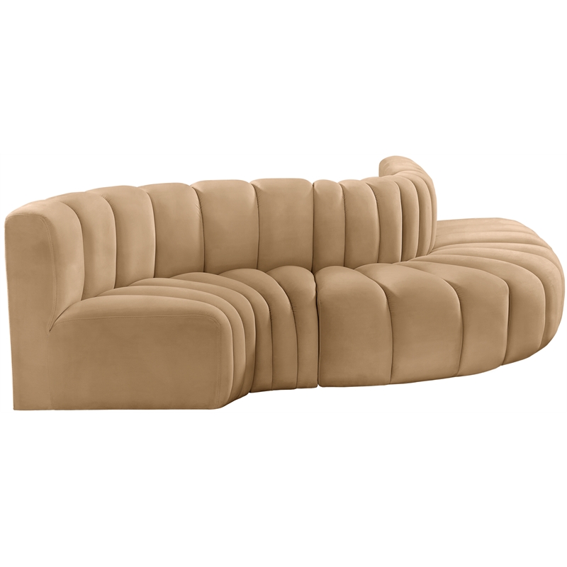 Bowery Hill Contemporary Soft Camel Velvet Modular Sectional