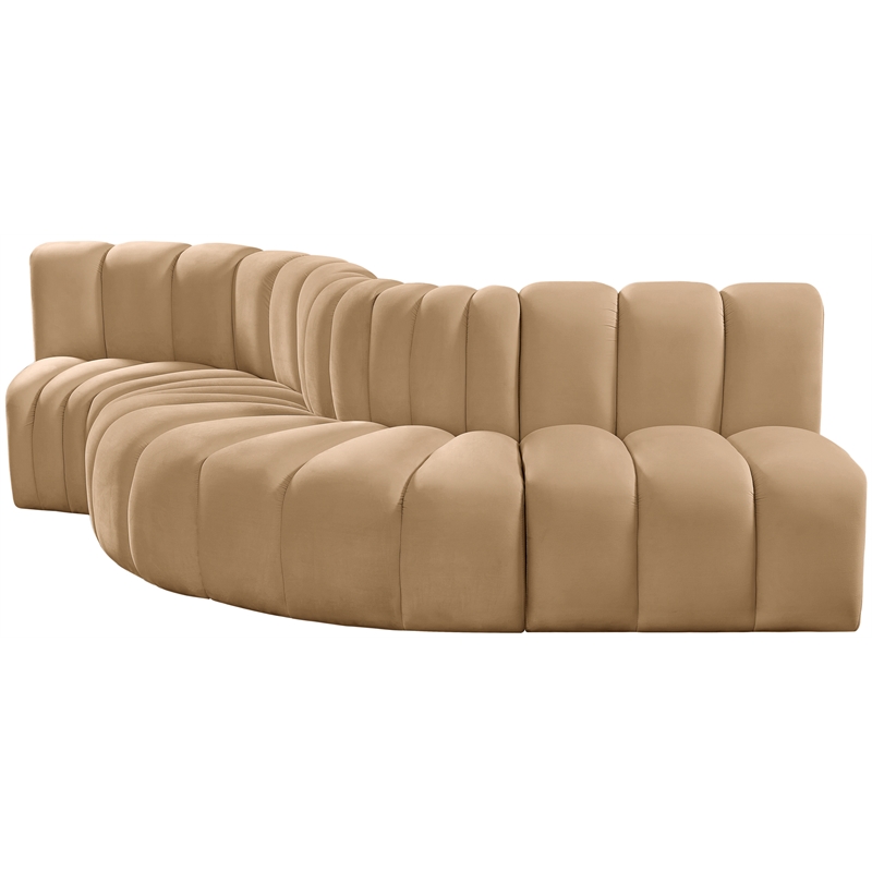 Bowery Hill Contemporary Soft Camel Velvet Modular Sectional
