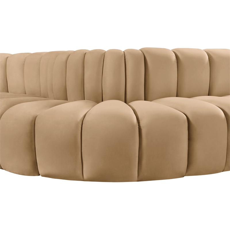 Bowery Hill Contemporary Soft Camel Velvet Modular Sectional