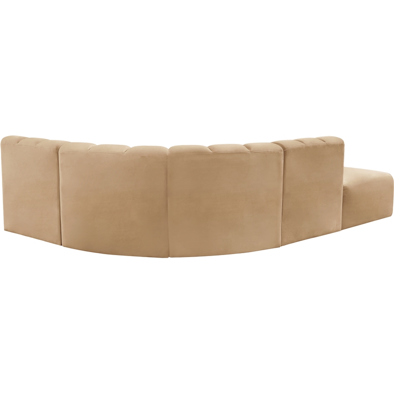 Bowery Hill Contemporary Soft Camel Velvet Modular Sectional