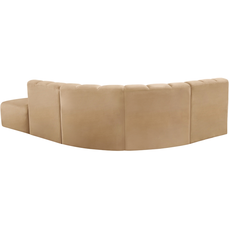 Bowery Hill Contemporary Soft Camel Velvet Modular Sectional