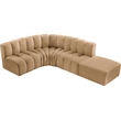 Bowery Hill Contemporary Soft Camel Velvet Modular Sectional